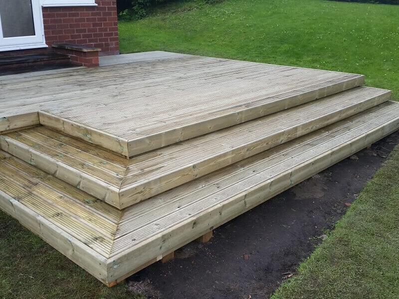 Stepped wooden decking in Mold