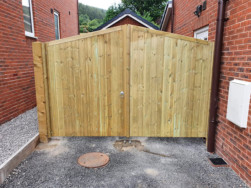 Wooden driveway gates